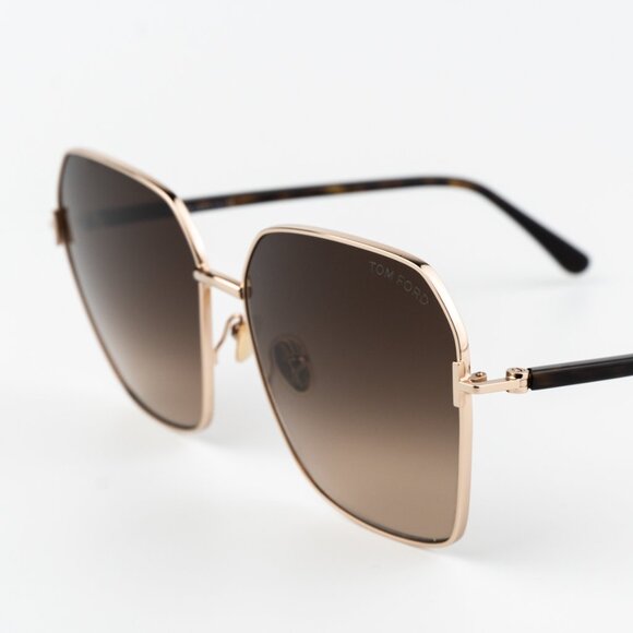 Tom Ford CLAUDIA-02 Women Sunglasses Gold Brown Gradient Square FT0839 52F NEW - Picture 4 of 9